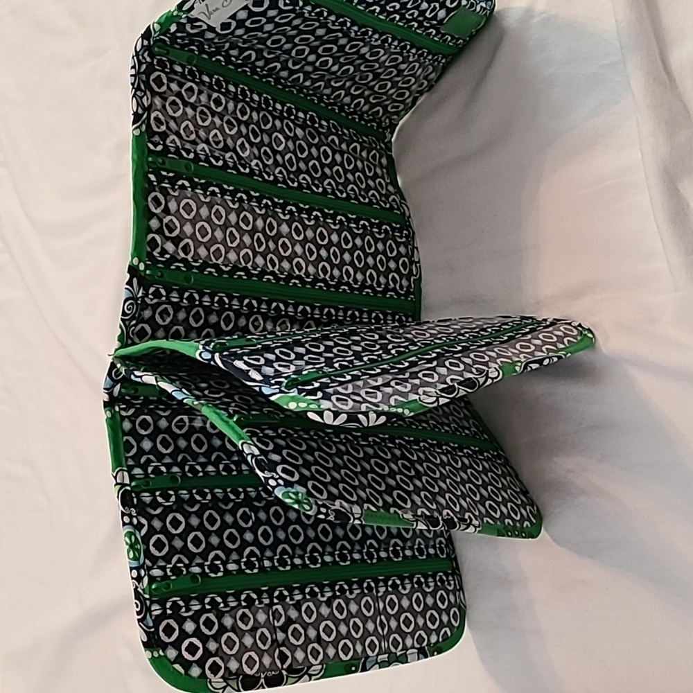 Vera Bradley Jewery Travel Organizer, Green With Zipper Pockets